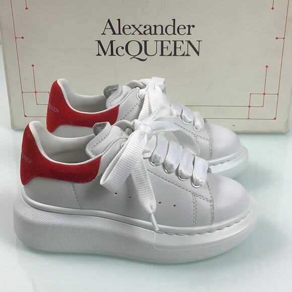 Alexander McQueen Molly Kids White Luster Red leather sneakers SZ 26 or 9.5 EUC - Picture 7 of 16
